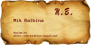 Mik Balbina névjegykártya